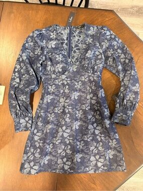 Lulu's Denim Floral Mini Dress
